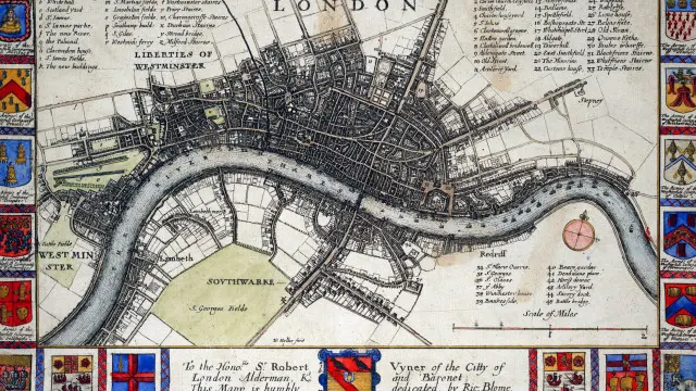 هذه الخارطة تظهر لندن قبل تعرضها للحريق الكبير عام 1666