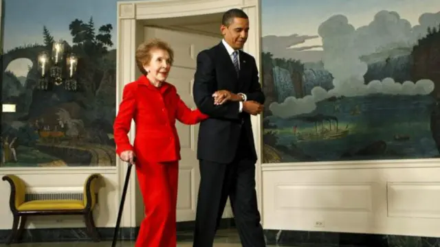 Nancy Reagan y Barack Obama, presidente de EE.UU.