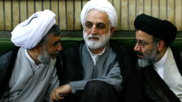 از راست: ابراهیم رئیسی، غلامحسین محسنی اژه‌ای و حسین‌علی نیری