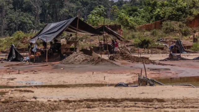 Un campamento minero en Venezuela.