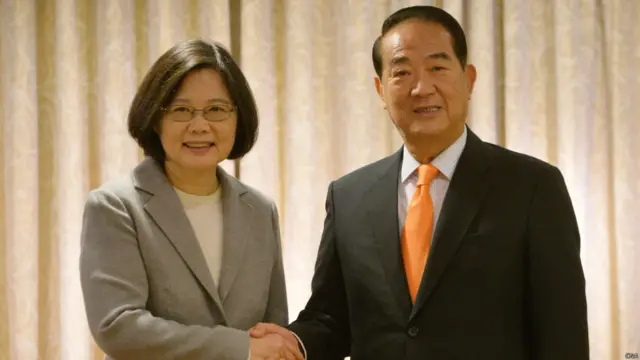 台灣新任總統蔡英文，9號拜會前總統候選人競爭對手宋楚瑜