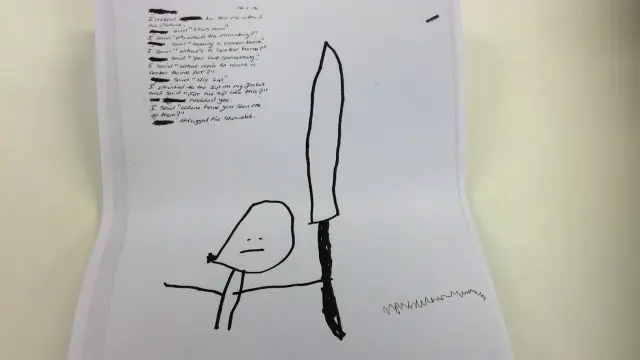 ’بچے نے چاقو سے ایک کھیرا کاٹتے ہوئے شخص کی تصویر بنائی لیکن اسے کچھ اور ہی سمجھا گیا‘ 