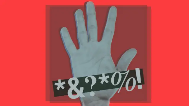 Composición de una mano y palabrotas