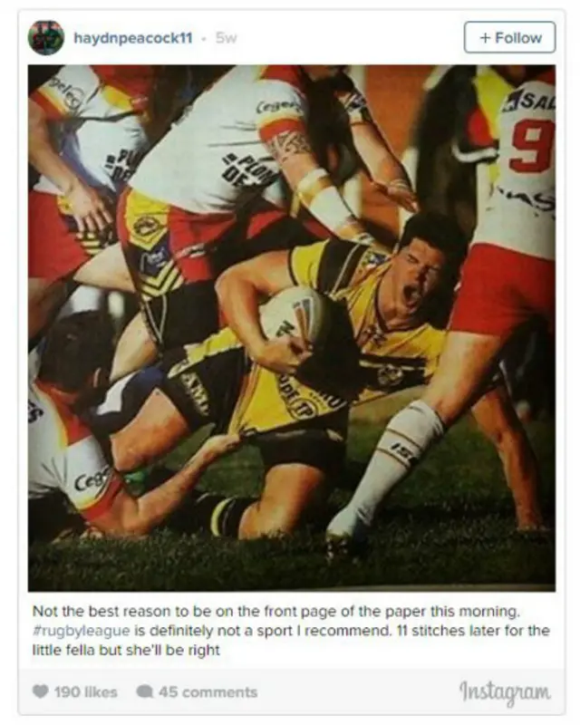 "No es la mejor razón para estar en la primera plana del periódico...", dijo en su cuenta en Instagram.