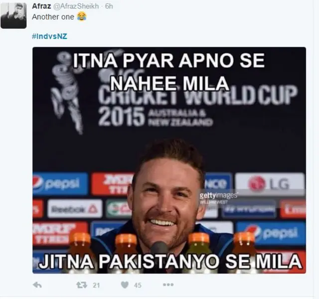 ट्विटर पर भारत की हार पर प्रतिक्रिया