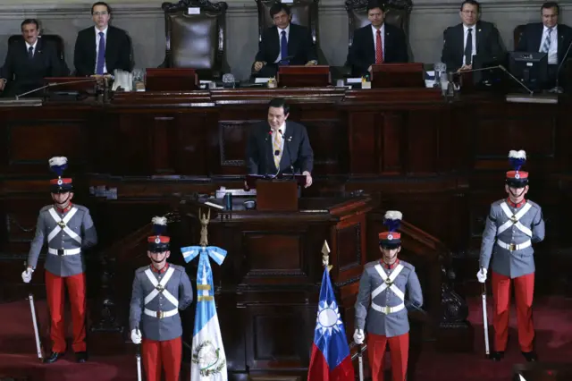 马英九（中）在危地马拉国会发表演说（台湾中央社图片15/3/2015）