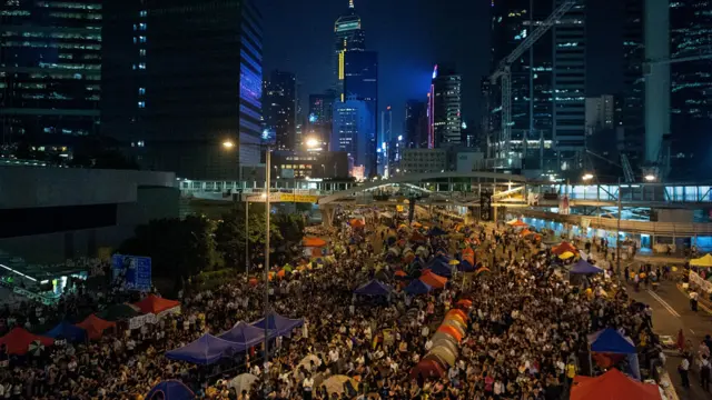 民眾在「雨傘運動」期間在金鐘聚集
