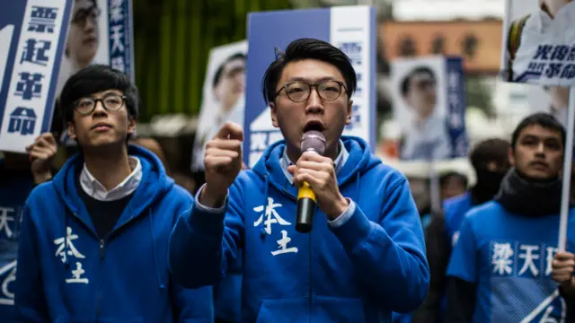 本土民主前线参选人梁天琦以“维护香港文化”为号召。(资料照片)