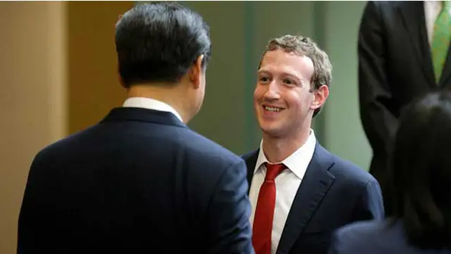 扎克伯格与到访美国的中国国家主席习近平见面，直接用中文交谈