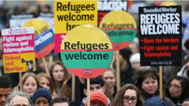 مظاهرة للترحيب بالمهاجرين في لندن