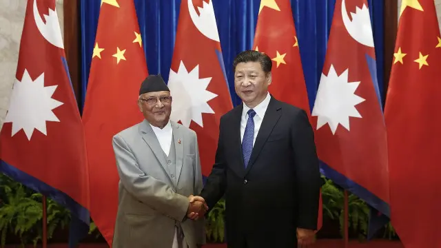 尼泊尔总理奥利在北京与中国国家主席习近平举行会晤。