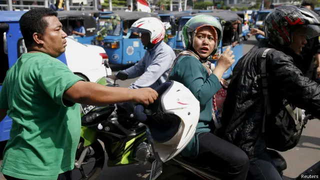 Penumpang ojek aplikasi diintimidasi dalam aksi protes, Selasa (22/03)