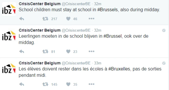 Kriz Yönetim Merkezi, Twitter hesabından halka uyarılarda bulundu. Öğrencilerin okullardan ayrılmamaları tavsiye edildi.