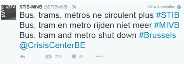 Metro hatlarından sorumlu birimin resmi Twitter hesabından da metro, tramvay ve otobüslerin iptal edildiği bildirildi.