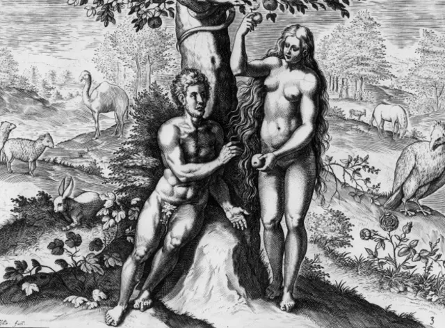 Una representación de Adán y Eva en el Edén