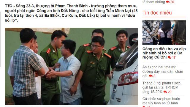 Báo trong nước đưa tin ông Trần Minh Lợi bị bắt 'vì hành vi đưa hối lộ'