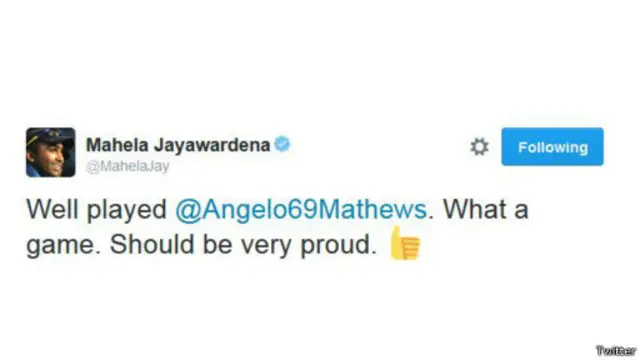 මහේල ජයවර්ධන එක් කළ ට්විටර් පණිවුඩය