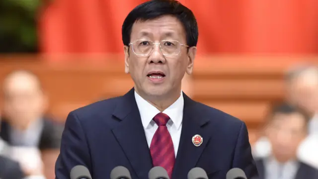 曹建明在北京人民大会堂向中国全国人大发表最高检察院工作报告(新华社图片13/3/2016)