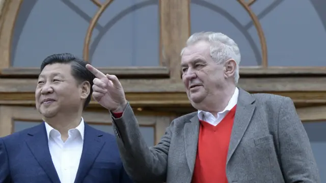 中国国家主席习近平和捷克总统泽曼。