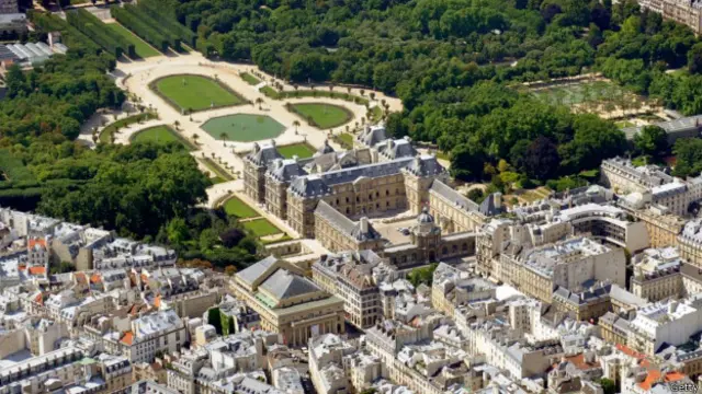 法国巴黎卢森堡公园鸟瞰图