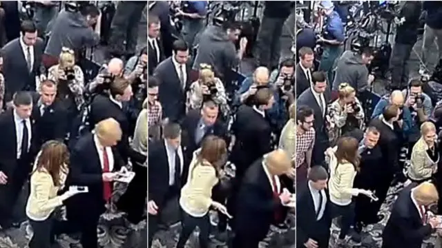 مسٹر ٹرمپ کی ریلی میں ایک خاتون صحافی کا بازو پکڑ کر کھینچا گیا