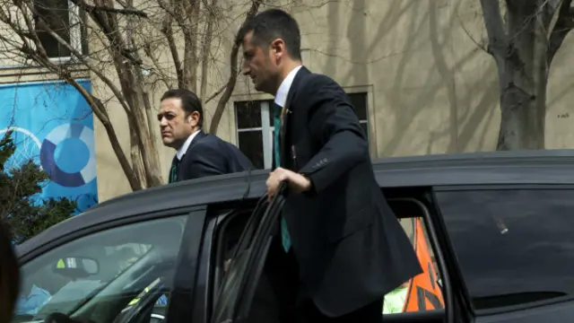 Erdoğan'ın güvenlik görevlileri, Cumhurbaşkanı'nın Brookings Enstitüsü'ne gelişinden önce bina önündeydi.