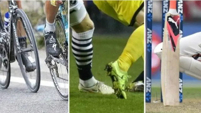 自行车、足球和板球运动组合图