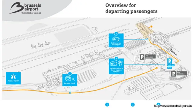На сайті аеропорту "Завентем" розміщено схему, як пройти нові пункти перевірки