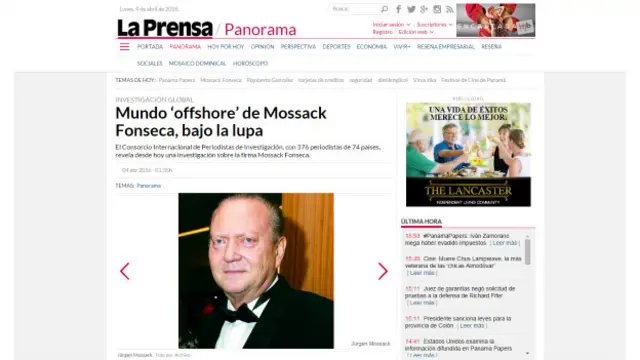 La noticia sobre la filtración de los documentos repercutió fuertemente en los medios panameños.