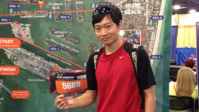 参加迈阿密马拉松比赛前一天拿号码