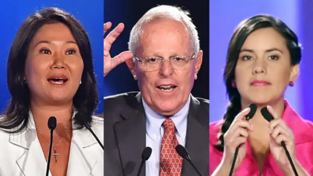 Keiko Fujimori, Pedro Pablo Kuczynski y Verónika Mendoza