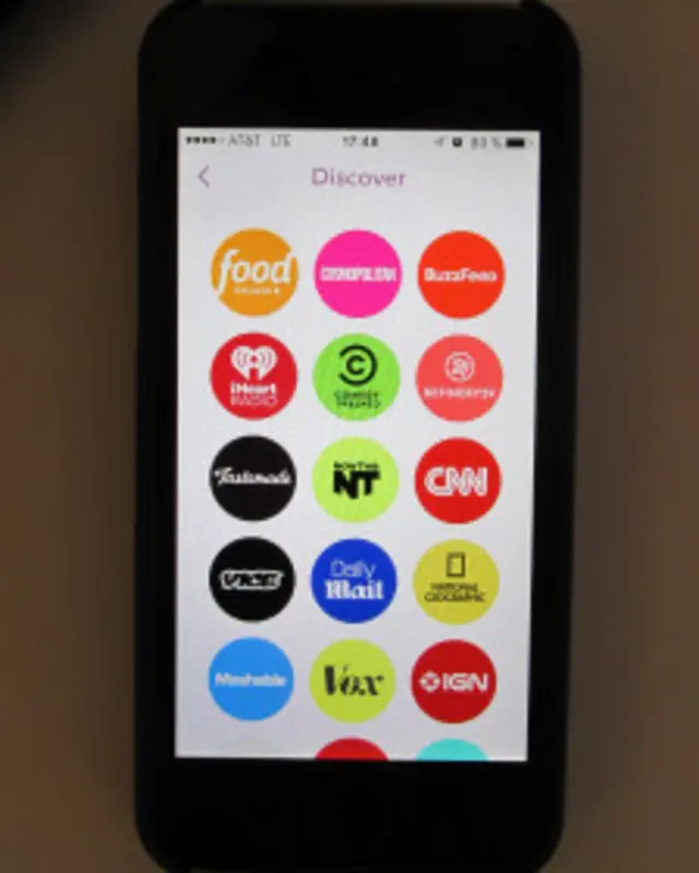 La sección de "noticias" de Snapchat, llamada Discover
