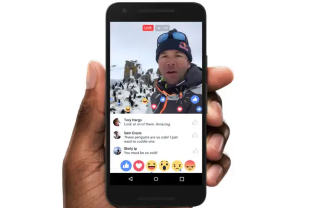 La interfaz de Facebook Live 