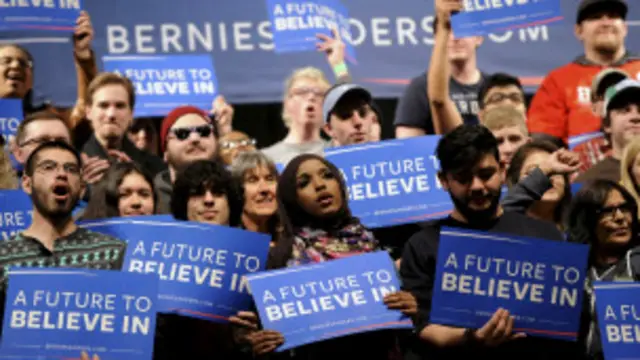 Seguidores de Bernie Sanders en Wyoming.