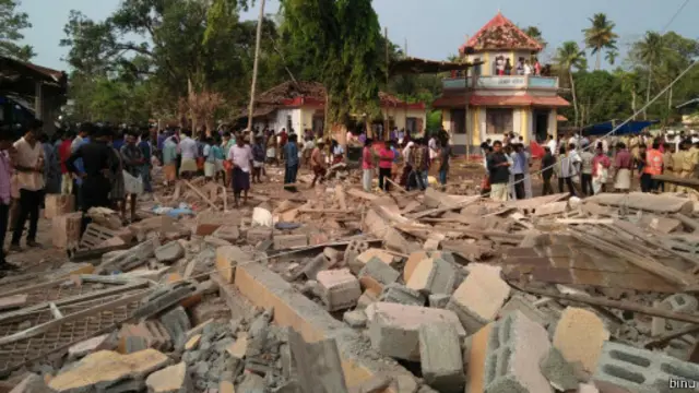 வெடிவிபத்து காரணமாக ஏற்பட்ட இடிபாடுகள்