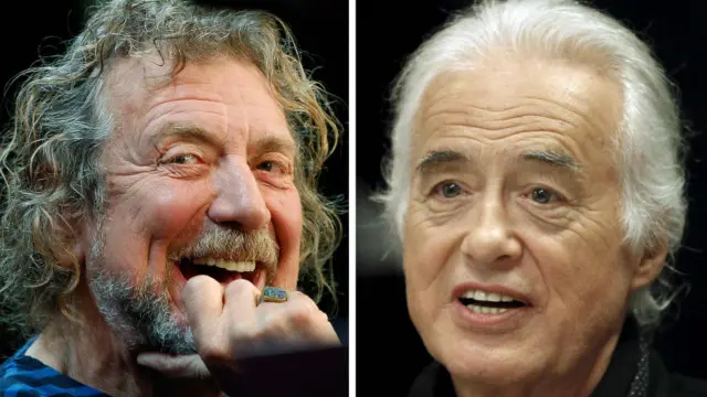 عازف الغيتار في ليد زيبيلين، بيج، (يمين) ومطربها، بلانت، قيل إنهما كتبا (سلم إلى السماء) في كوخ ناء في ويلز 