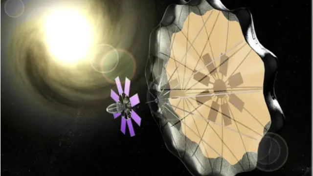 Güneş yelkeninin nasıl çalışabileceğine yönelik bir çizim