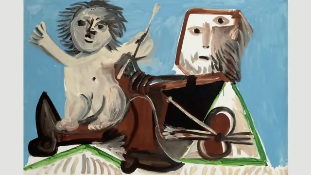 رسم بيكاسو ابنه باولو في لوحة تظهره وهو يرسم أثناء جلوسه على طاولة.