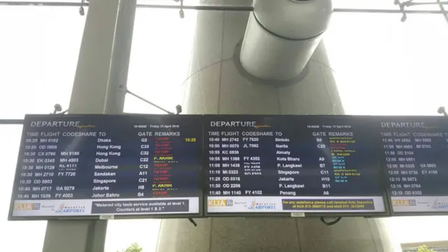 吉隆坡国际机场航班信息告示牌