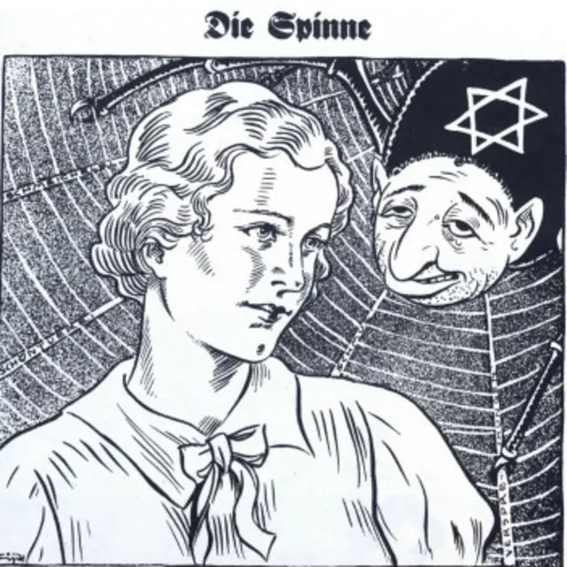 طرح یک روزنامه آلمان نازی که یهودیان را تهدیدکننده زنان آلمانی معرفی می‌کرد