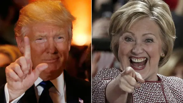 特朗普（左）与希拉里·克林顿（右）（19/4/2016）