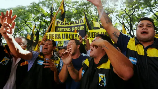 Protesta contra Uber