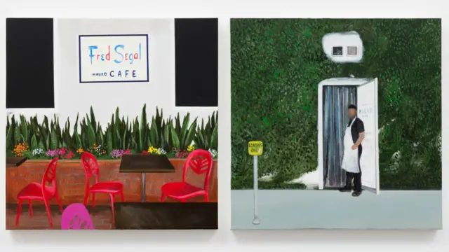 Dos imágenes. En una, un restaurante costoso en la ciudad de Los Ángeles y en en la otra, uno de sus trabajadores saliendo por la puerta de servicio en la parte trasera