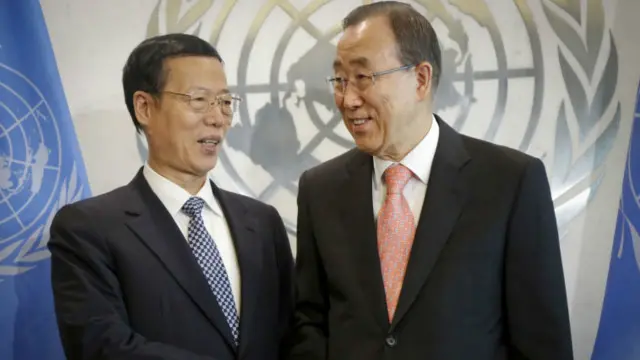 中国副总理张高丽在联合国会见联合国秘书长潘基文