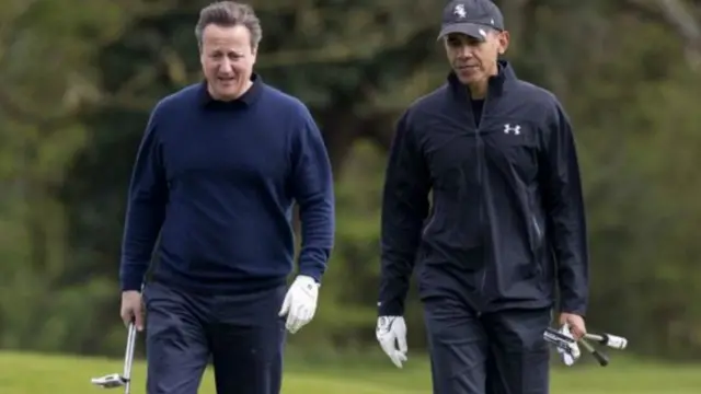 أوباما ناقش مستقبل بريطانيا في الاتحاد الأوروبي مع ديفيد كاميرون ومارسا معا رياضة الجولف 