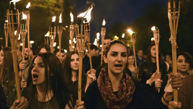 مراسم بزرگداشت کشتار ارامنه در ایروان