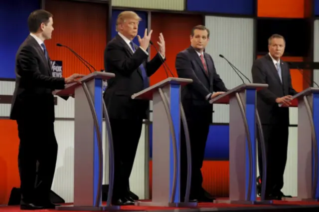 Претенденты на роль кандидата от республиканской партии: Рубио, Трамп, Круз и Кейсик