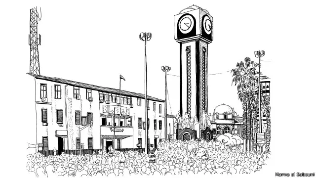 يتضمن الكتاب 32 من رسومات الصابوني لمدينتها بالأبيض و الأسود: أهم معالم حمص، خرائط، شوارع مدمرة، ومخطط إعادة بناء بابا عمرو