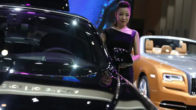 گاڑیاں بنانے والی دنیا کی معروف کمپنی رولز رائس کی گاڑیاں بھی آٹو شو کا حصہ ہیں۔