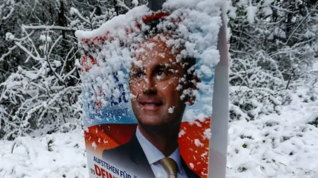 Постер с изображением Норберта Хофера - лидера правой партии в Австрии